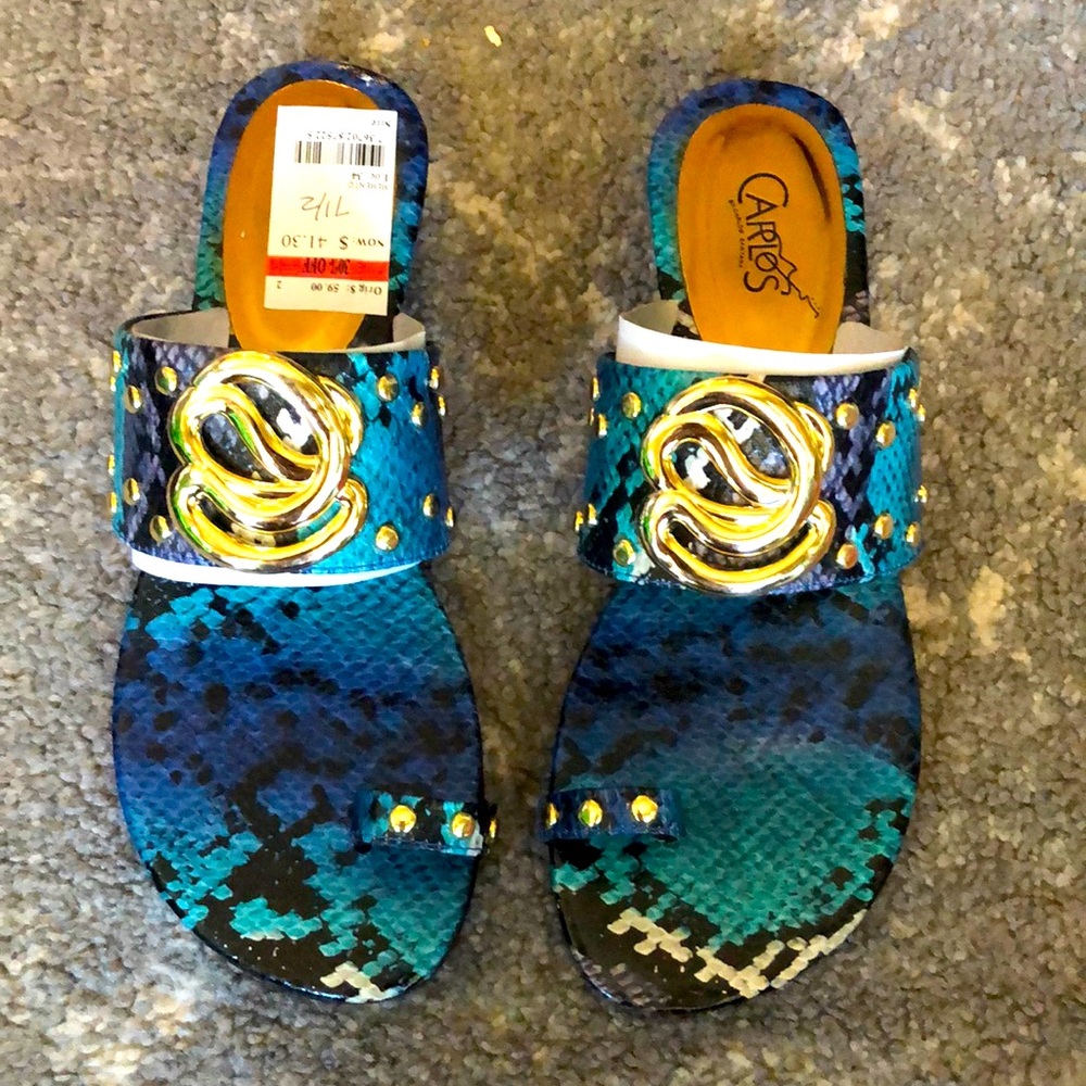 CARLOS SANTANA BLUE SNAKE SANDALS